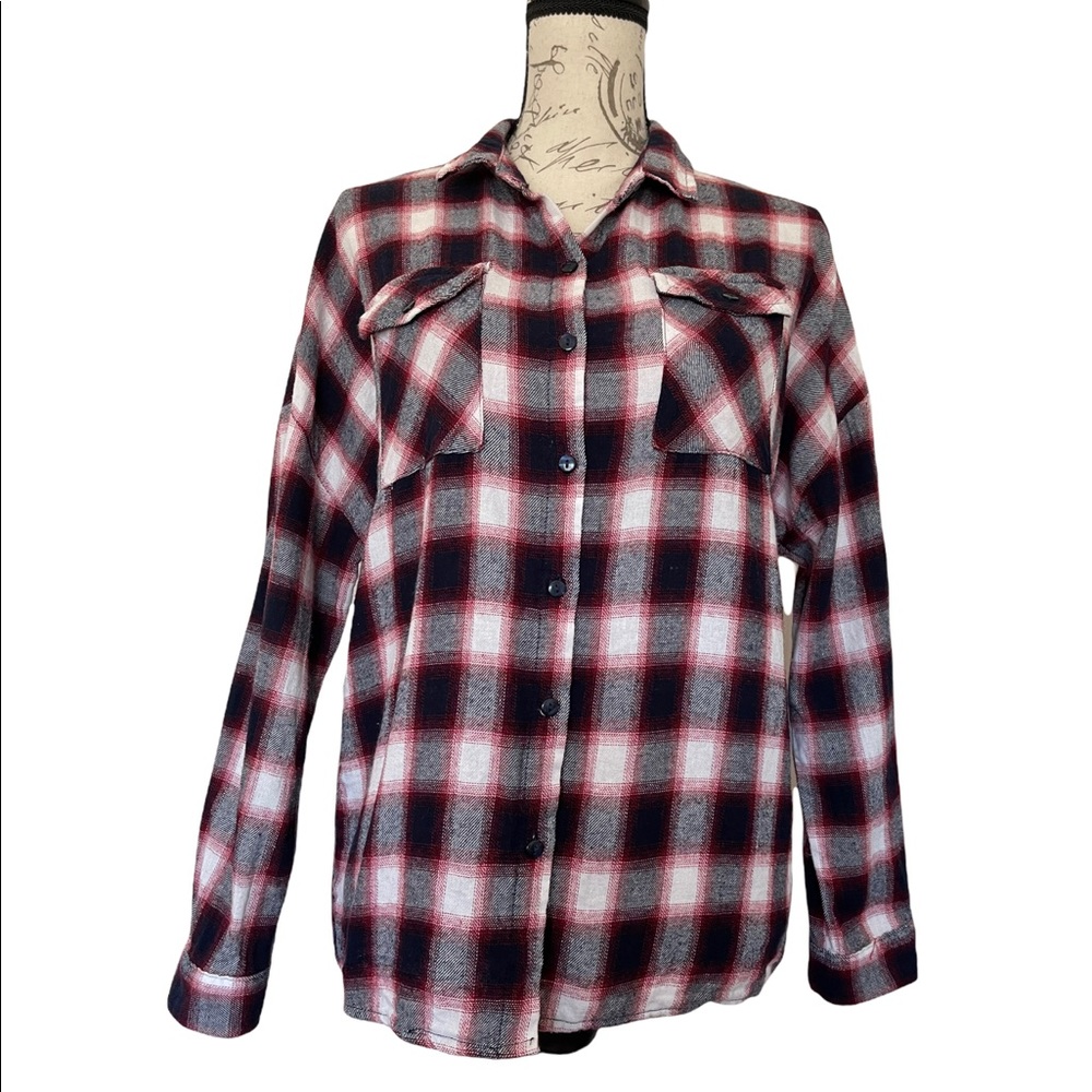 Passport Button Down Sherpa Lined Plaid Shirt Siz… - image 1